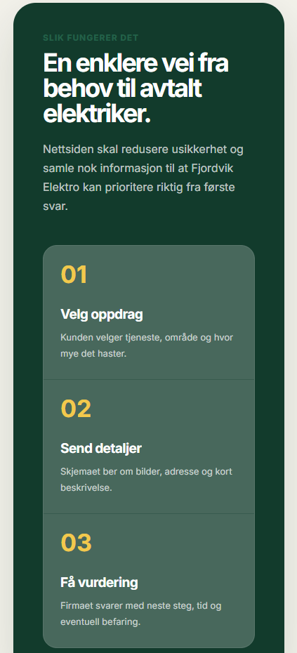 Utsnitt av Fjordvik Elektro-konsept med prosess og struktur